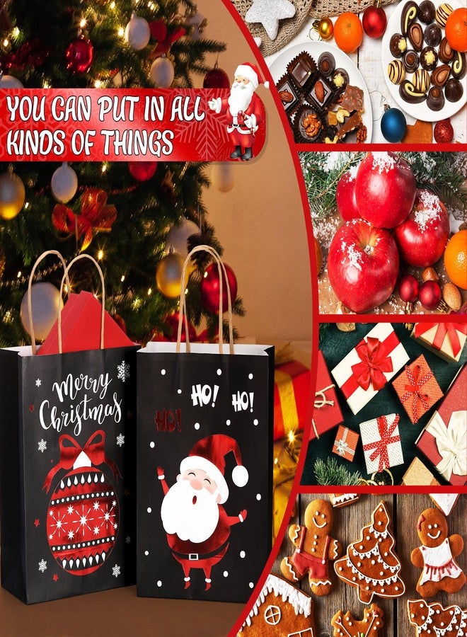 Containlol 24 Pcs Christmas Paper Gift Bags with Handles Foil Xmas Kraft Paper Favor Bags Christmas Treat Bags Black Gold Glitter Candy Goodie Bags for Holiday Party Favors Decor Supplies - Image 5